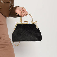 Vintage Designer With Chain Bags Lock Shell Clip Retro Evening Handbags Mssza
