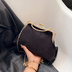 Vintage Designer With Chain Bags Lock Shell Clip Retro Evening Handbags Mssza