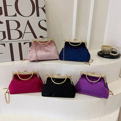 Vintage Designer With Chain Bags Lock Shell Clip Retro Evening Handbags Mssza