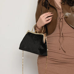 Vintage Designer With Chain Bags Lock Shell Clip Retro Evening Handbags Mssza