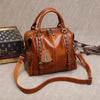 Vintage PU Leather Large Capacity Classic Rivet Decoration Handbag Mssza
