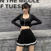 Vintage Patchwork Gothic Pleated High Waist Mini Skirts Streetwear Mssza