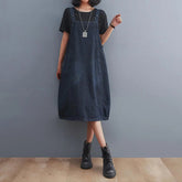 Vintage Sleeveless A-Line Denim Blue Jeans Korean Style Oversized Loose Pockets Overalls Dress Mssaz Desses