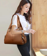 Vintage Soft PU Leather Designer Large Capacity Handbags Mssza