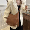 Vintage Tassel Daily Used Soft PU Leather Versatile Crossbody Casual Handbag Mssza