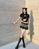Vintage Tassel Design Preppy Style Slim Gothic Pleated Mini Skirts Mssza