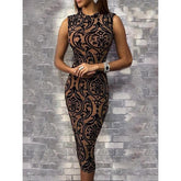 Vintage flower print bodycon midi dress sleeveless slim fit pencil dress Elegant party dresses vestidos verano 2019 Mssaz Desses