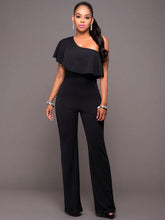 Short Sleeve One Shoulder Wide Leg Jumpsuit Mssza