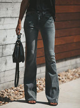 Charcoal Denim Skinny Top and Bell Leg Jeans Mssza
