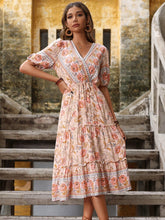 Bohemian Print V-neck HolidayChiffon Dress Mssaz Desses