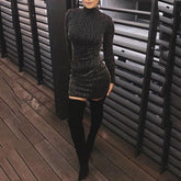 Elegant Long Sleeve Party Pencil Dress Autumn Modern Office Lady Dresses Glitter Club Bodycon Dress Winter Vestidos mujer Mssaz Desses