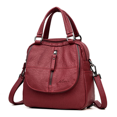 PU Washed Leather Convertible Backpack Purse Waterproof Lightweight Tassel Zipper Bag Mssza