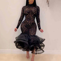Hollow Out Dress Spring Winter Long Sleeve Dress Mssaz Desses
