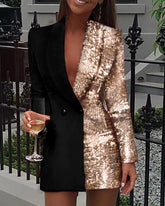 Sequined Patchwork Blazer Dress Mssaz Desses