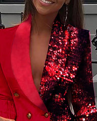 Sequined Patchwork Blazer Dress Mssaz Desses