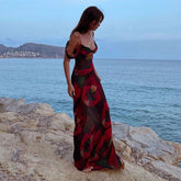 Boho Floral Holiday Evening Party Mesh Sundress Vacation Spaghetti A-line Mssaz Desses
