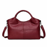 Women Soft Leather Handbags Stitching Solid Large Capacity Shoulder Bags Mssza