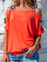 Women Solid Color Off Shoulder Short Sleeve Blouse Mssza