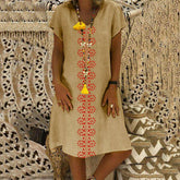 Short Sleeve Cotton Linen Long Maxi Dress Ladies Casual Loose Beach Kaftan Dresses Sundress Mssaz Desses
