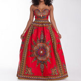 V Neck Printing Maxi Dress Sleeveless Floor-length Wrapped Chest Casual Dress Beach Holiday Dress Mssaz Desses