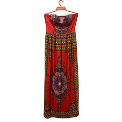 V Neck Printing Maxi Dress Sleeveless Floor-length Wrapped Chest Casual Dress Beach Holiday Dress Mssaz Desses