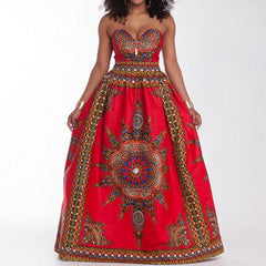 V Neck Printing Maxi Dress Sleeveless Floor-length Wrapped Chest Casual Dress Beach Holiday Dress Mssaz Desses