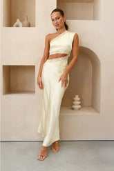 Emily One Shoulder Maxi Dress Yellow Mssaz Desses