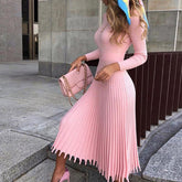 Knitted Long Dress Autumn Winter Slim Sleeve Ladies Dresses Mssaz Desses
