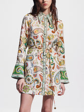 Exquisite And Fashionable Printed Trumpet Sleeve Mini Dress Mssaz Desses