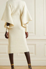 Alberta Cut-out Batwing Sleeve Midi Knit Dress Mssaz Desses