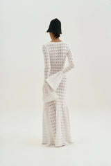 Anna Round Neck Flared Cuff Knitted Maxi Dress Mssaz Desses