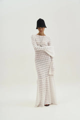Anna Round Neck Flared Cuff Knitted Maxi Dress Mssaz Desses