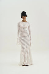 Anna Round Neck Flared Cuff Knitted Maxi Dress Mssaz Desses
