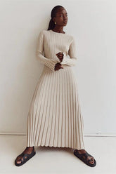 Antonia Rib Flare Maxi Knit Dress Mssaz Desses