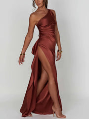 Satin Slit Maxi Dress Mssaz Desses
