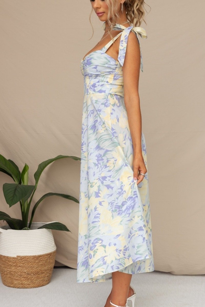 Beata Printed Strap Midi Dress Mssaz Desses