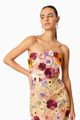 Belle Embroidered Floral Strapless Midi Dress Mssaz Desses