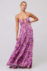 Beverly Printed Cut-out Maxi Slip Dress Mssaz Desses
