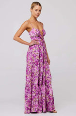 Beverly Printed Cut-out Maxi Slip Dress Mssaz Desses