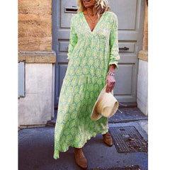 Boho Deep V Neck Floral Long Maxi Dress Mssaz Desses