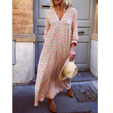 Boho Deep V Neck Floral Long Maxi Dress Mssaz Desses