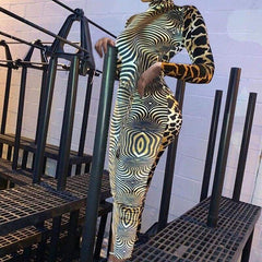 Long Sleeve Bodycon Dress Ladies High Neck Party Slim Fitness Leopard Printed Dresses Mssaz Desses