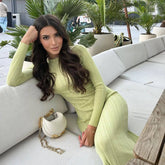 Long Sleeve Knit High Waist Casual Elegant Stylish Charming Maxi Dress Mssaz Desses