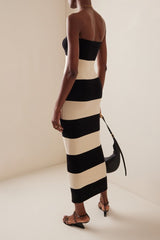 Joanne Strapless Stripes Midi Knit Dress Mssaz Desses