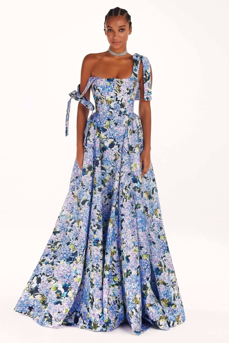 Kacey Hydrangea Printed Strap Maxi Dress Mssaz Desses