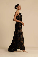 Lindsay Floral Printed One Shoulder Maxi Dress Mssaz Desses