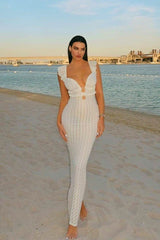 Muriel Ruffle Cut-out Knit Maxi Dress Mssaz Desses