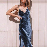 New Elegant Solid Split Sleveless V Neck Glitter Dress Ladies Bandage Bodycon Evening Party Formal Dress Mssaz Desses