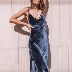 New Elegant Solid Split Sleveless V Neck Glitter Dress Ladies Bandage Bodycon Evening Party Formal Dress Mssaz Desses