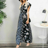 New Boho Floral Long Maxi Loose Dress Evening Party Beach Elegant Sundress Sleeveless Slimmer Clothes Mssaz Desses